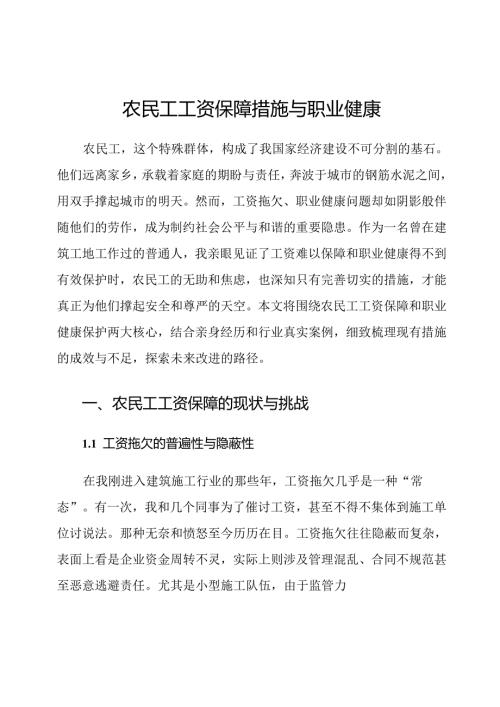 农民工工资保障措施与职业健康.docx