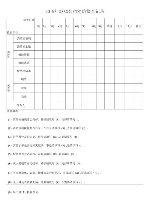 公司消防检查记录表.docx
