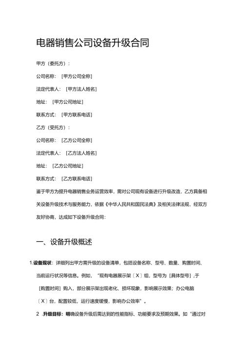 电器销售公司设备升级合同.docx