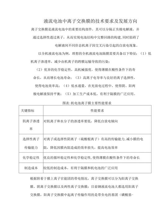 液流电池中离子交换膜的技术要求及发展方向.docx