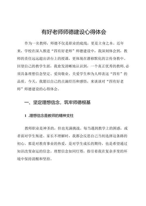 四有好老师师德建设心得体会.docx