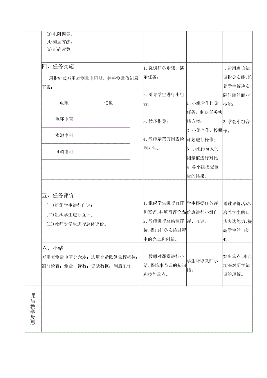 《电工技能与实训》教案——项目一：电阻测量技术.docx_第3页