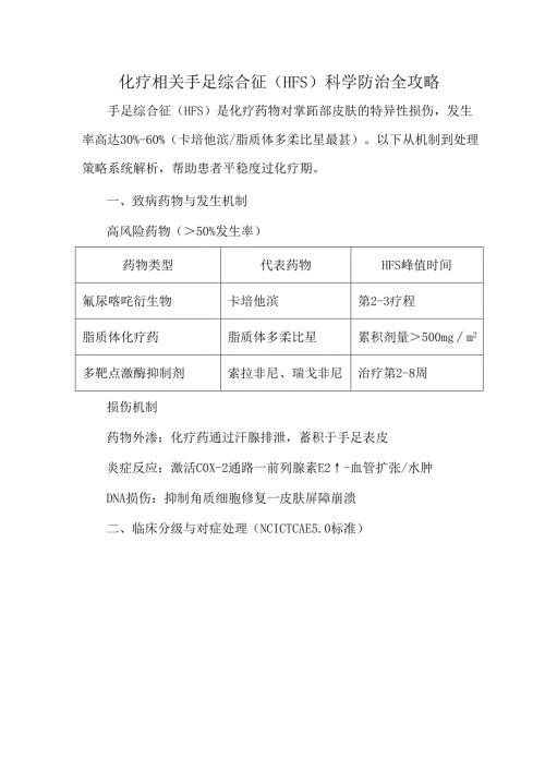 化疗相关手足综合征（HFS）科学防治全攻略.docx