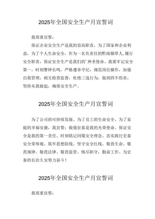 2025年《安全生产月》个人宣誓词 （3份）_98.docx