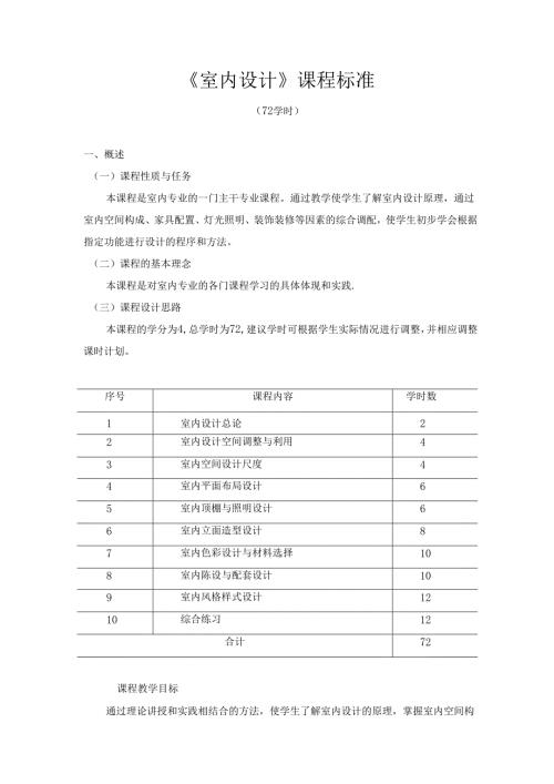 《室内设计》课程标准.docx