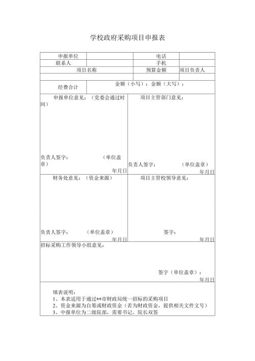 学校政府采购项目申报表.docx