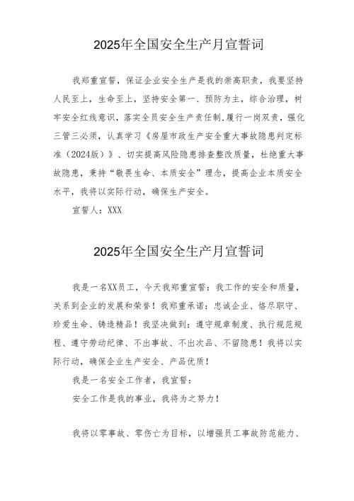 2025年《安全生产月》个人宣誓词 （7份）_80.docx