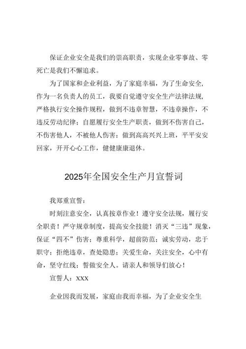 2025年《安全生产月》个人宣誓词 （7份）_76.docx