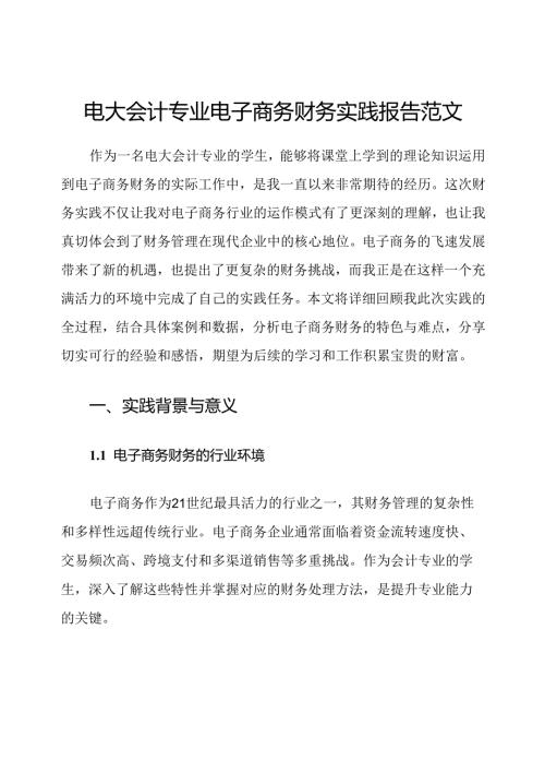 电大会计专业电子商务财务实践报告范文.docx
