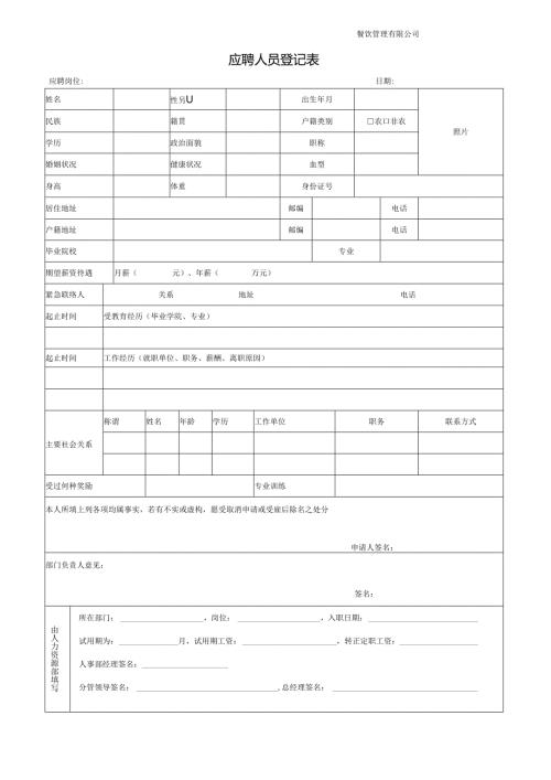 饮品店应聘人员登记表.docx