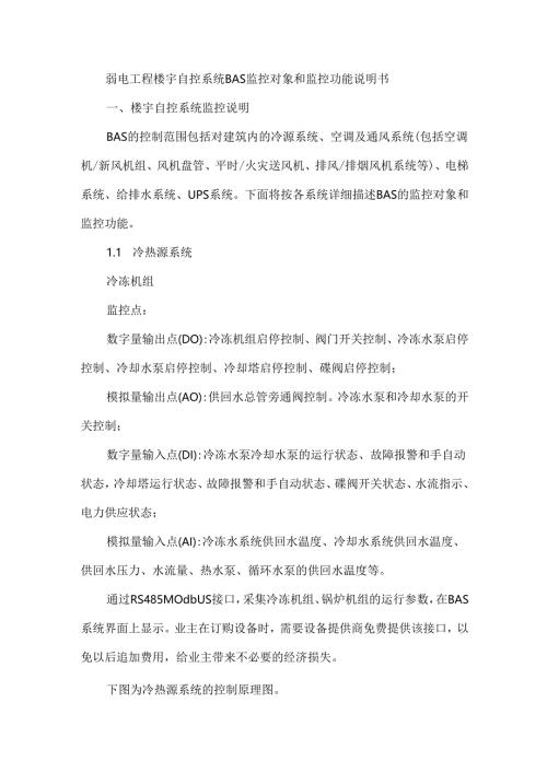 弱电工程楼宇自控系统BAS监控对象和监控功能说明书.docx