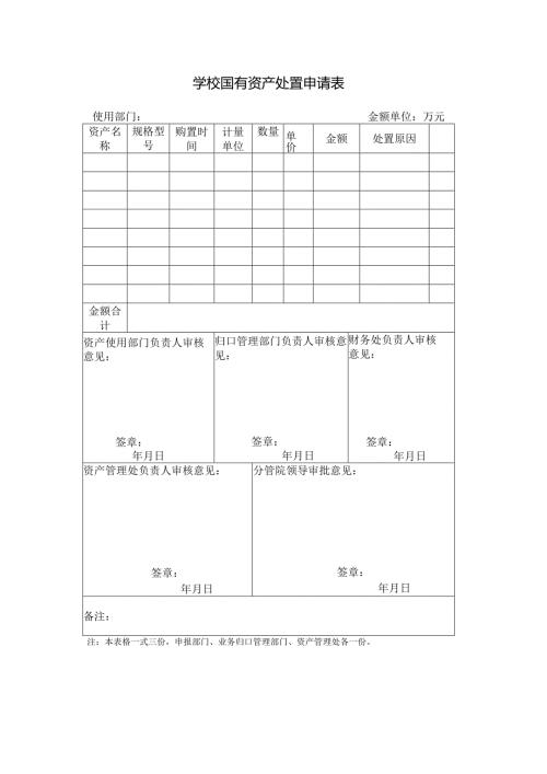 学校国有资产处置申请表.docx