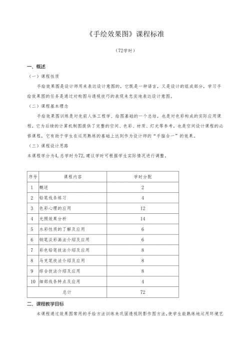 《手绘效果图》课程标准.docx