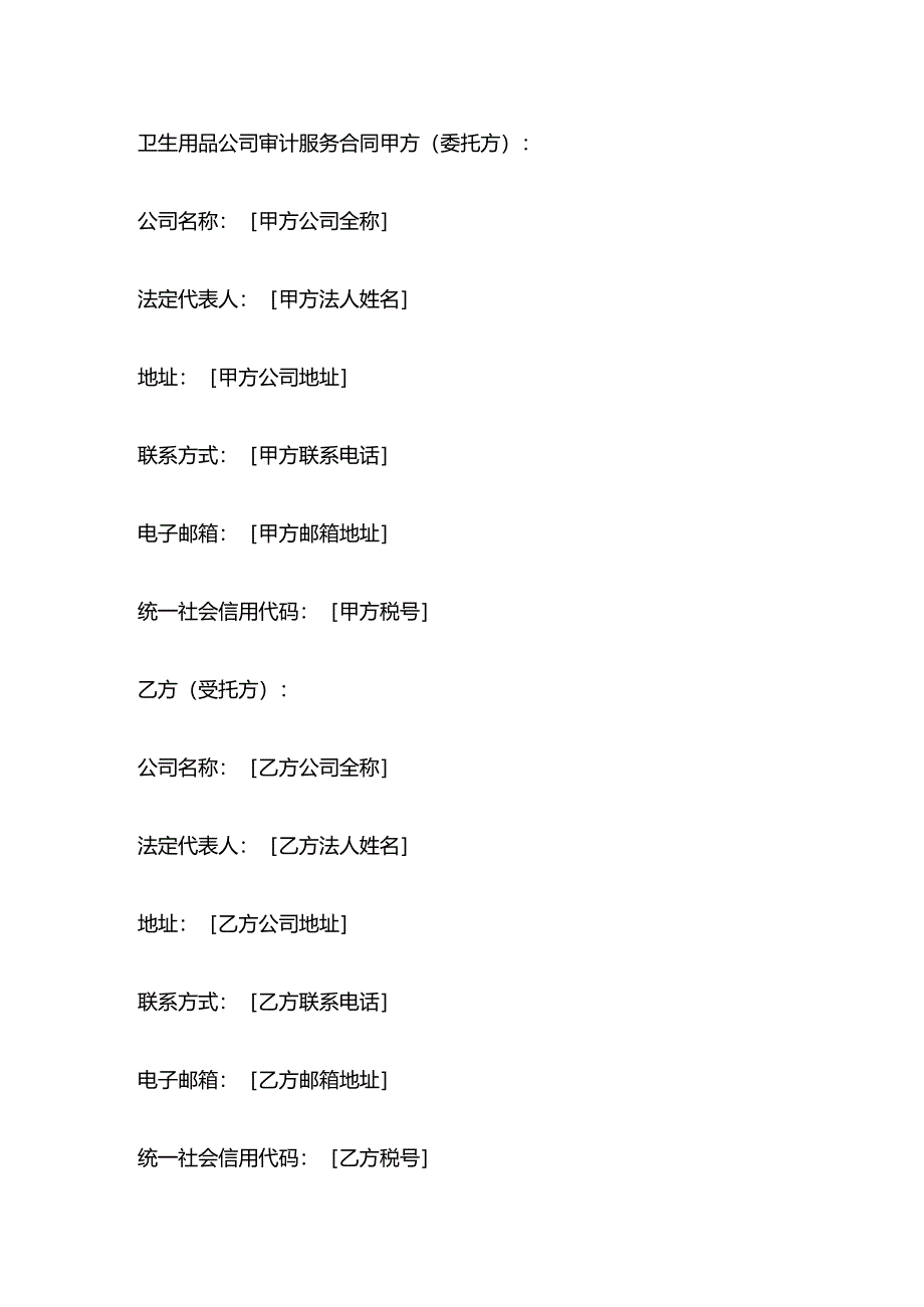 卫生用品公司审计服务合同.docx_第1页