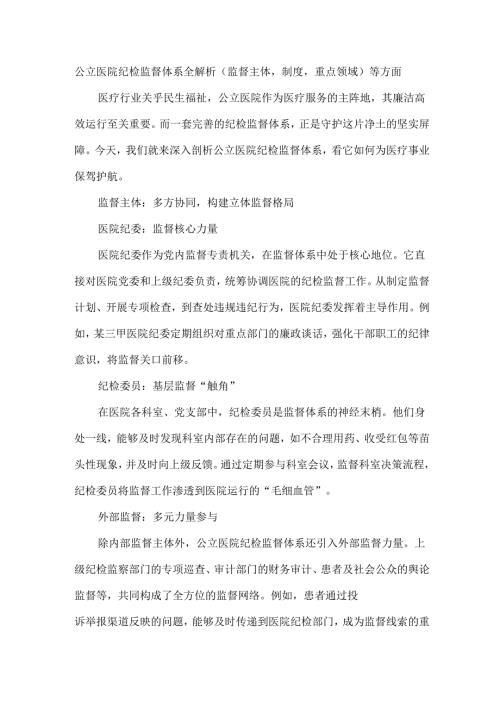 公立医院纪检监督体系全解析（监督主体制度重点领域）等方面.docx