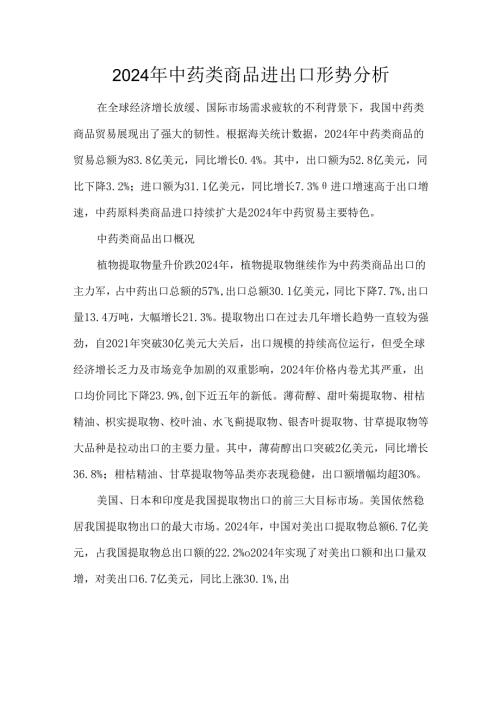 2024年中药类商品进出口形势分析.docx