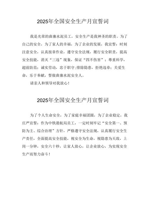 2025年全国安全生产月个人宣誓词 （汇编3份）.docx