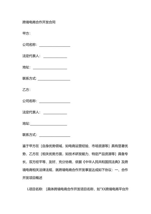 跨境电商合作开发合同.docx