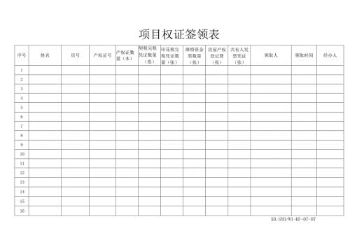 项目权证签领表.docx