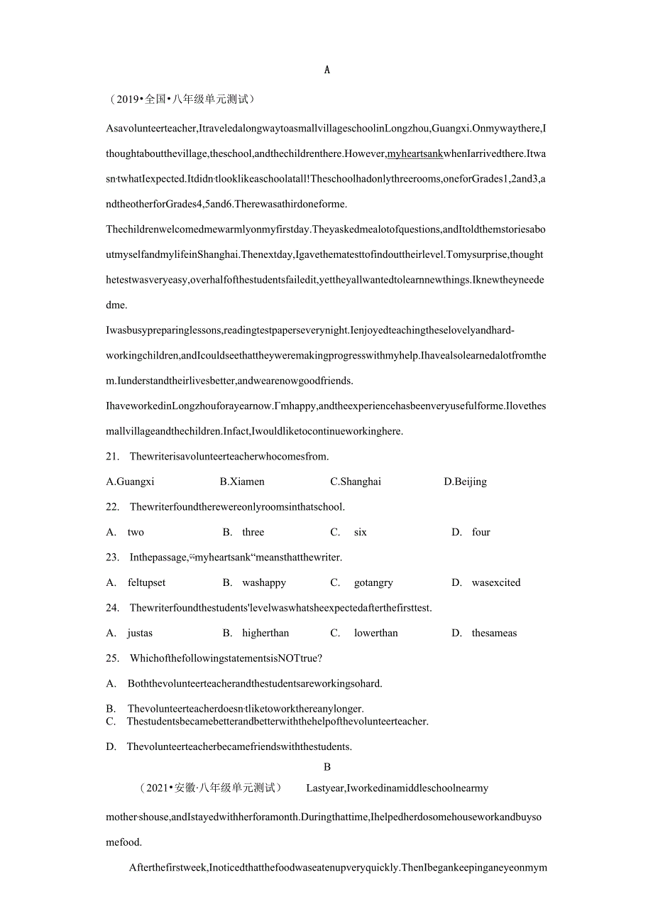 Unit 2 I’ll help to clean up the city parks（B卷·提升能力）-（原卷版）.docx_第3页