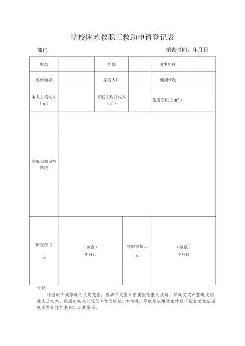 学校困难教职工救助申请登记表.docx