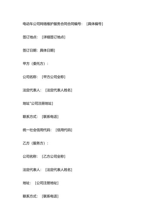 电动车公司网络维护服务合同.docx