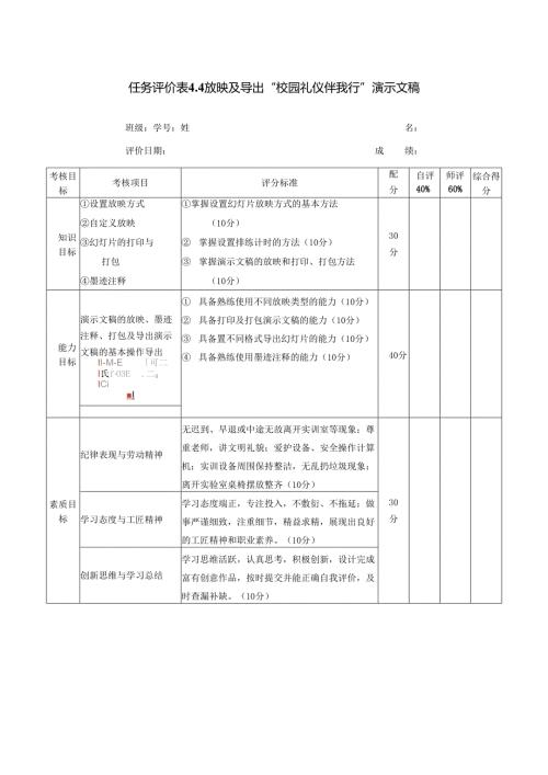 《信息技术应用》——任务评价表4.4.docx