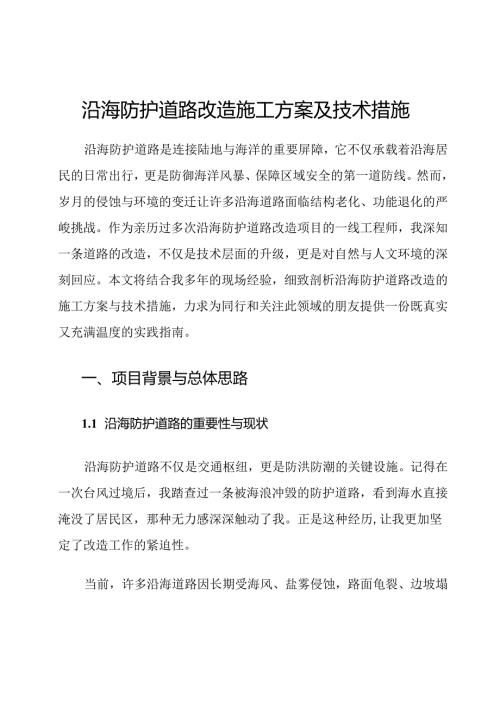 沿海防护道路改造施工方案及技术措施.docx