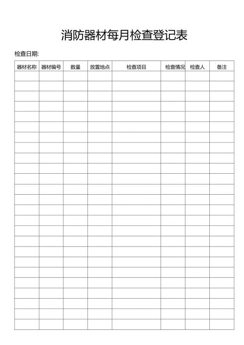 消防器材每月检查登记表.docx