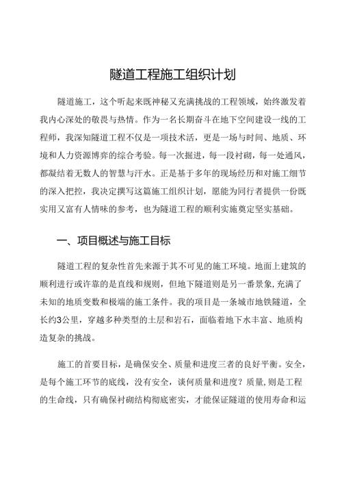 隧道工程施工组织计划.docx