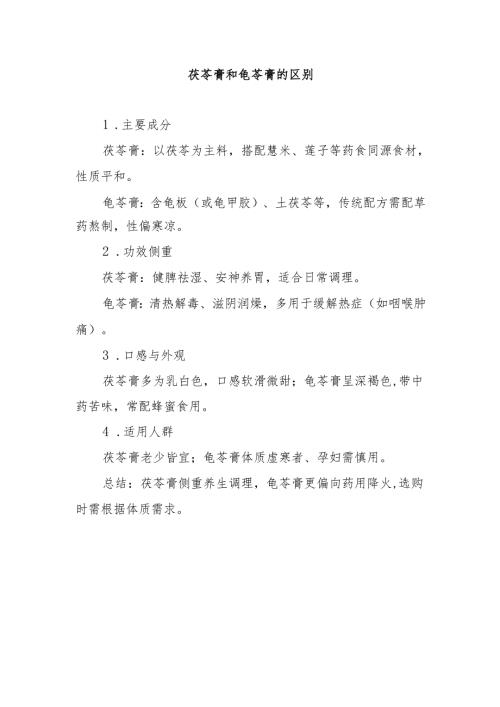 茯苓膏和龟苓膏的区别.docx