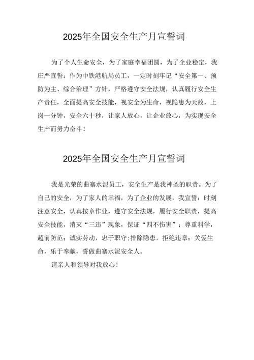 2025年《安全生产月》个人宣誓词.docx