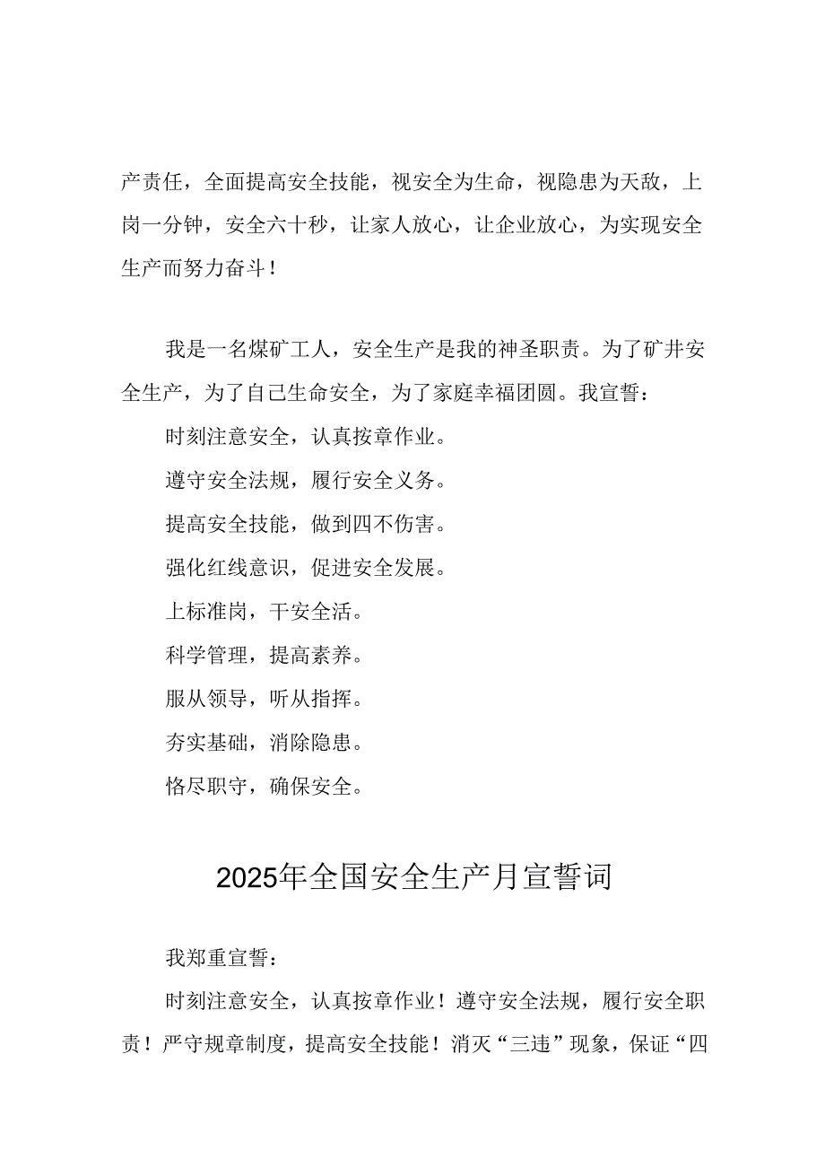 2025年全国《安全生产月》个人宣誓词 汇编7份.docx_第3页