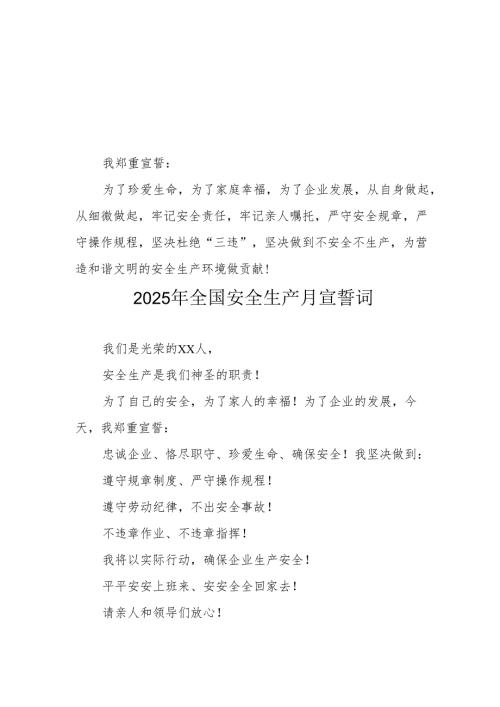 2025年《安全生产月》个人宣誓词 （7份）_58.docx