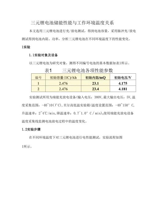 三元锂电池储能性能与工作环境温度关系.docx