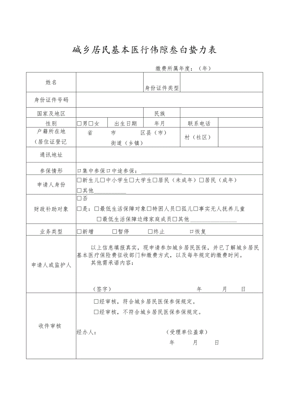 城乡居民基本医疗保险参保登记表.docx_第1页
