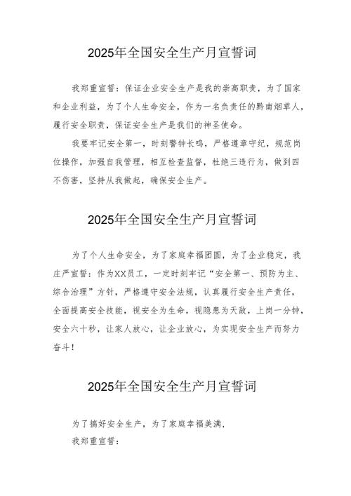 2025年安全生产月个人宣誓词.docx